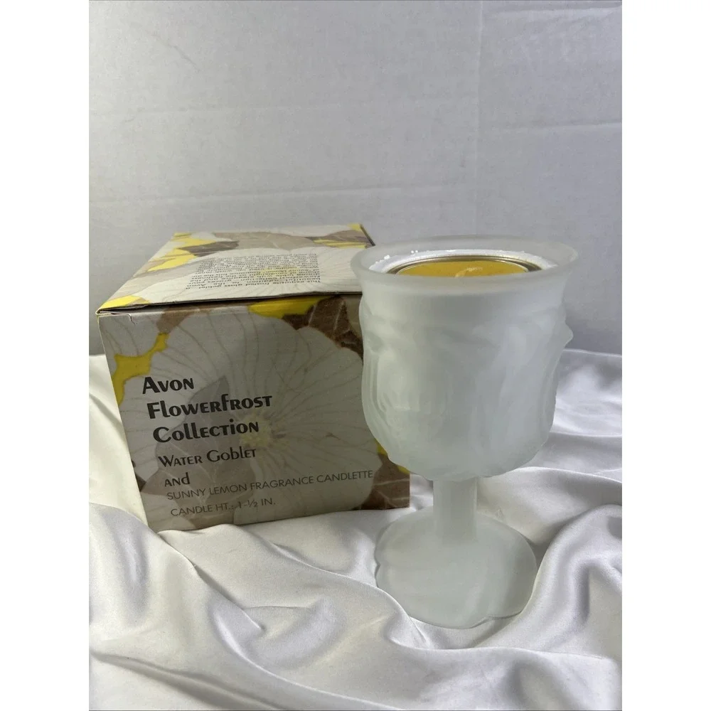 VTG AVON FLOWERFROST FROSTED WATER‎ GOBLET 6